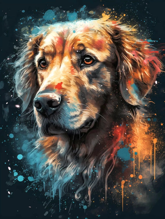 Diamond Painting Dieren Graffiti Kunstwerk met Ronde Steentjes - Hond