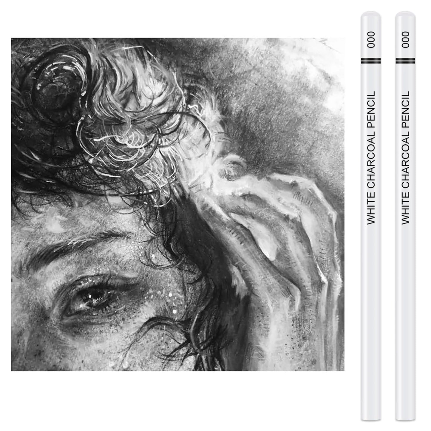Potloden set wit houtskool – 6 stuks voor schets en highlights