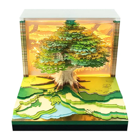 3D Papier Sculptuur Kalender Sakura Boomhuis – Uniek Bureau Decor - 2026