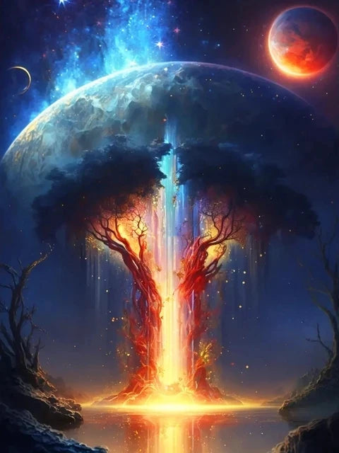 Schilderen op nummer Landschappen – Bomen in het donker (keuze uit 12 afbeeldingen)