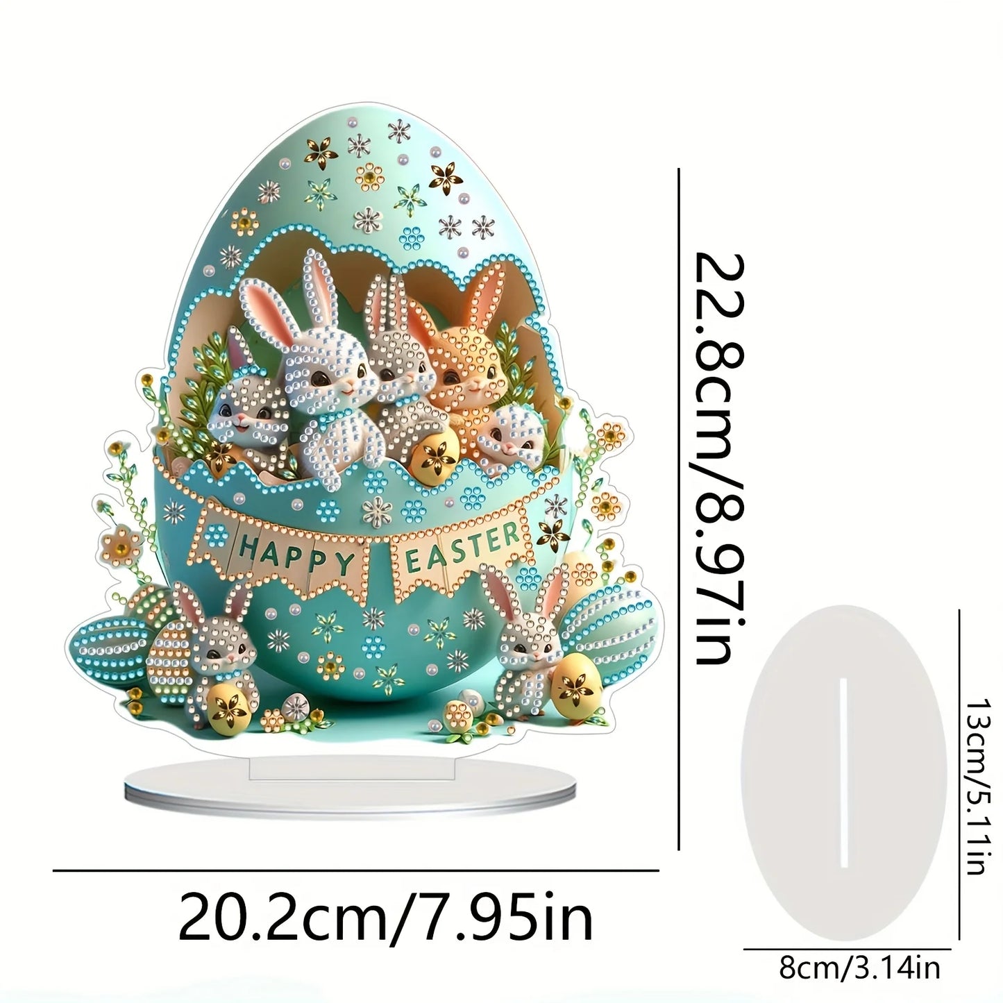 Diamond Painting Tafelornament Paasei met Paashaas in Acryl