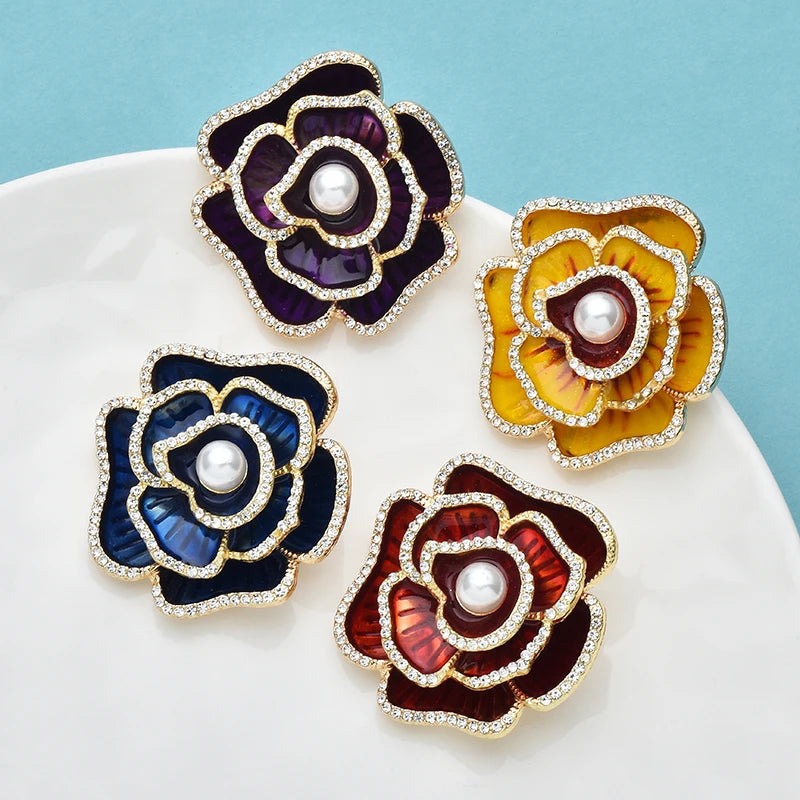 Broche Bloemen - Klassieke Camelia en Pioen Emaille Speld