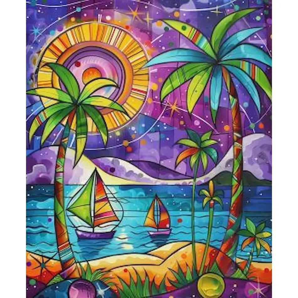 Schilderen op nummer Landschappen - Abstracte huizen, landschappen en busjes (Keuze uit 13 afbeeldingen)