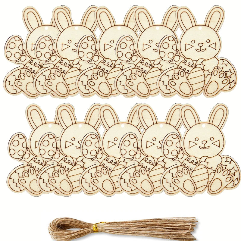 Houten Paas figuren om zelf te kleuren/schilderen – Konijn Hangers