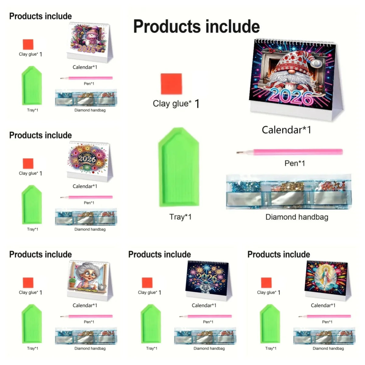 Diamond Painting Kalender met Kerst en Familie Thema – 13 Pagina’s Tafelkalender