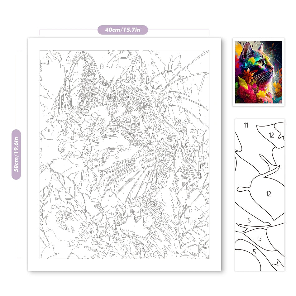 Schilderen op nummer Dieren - Kat op canvas