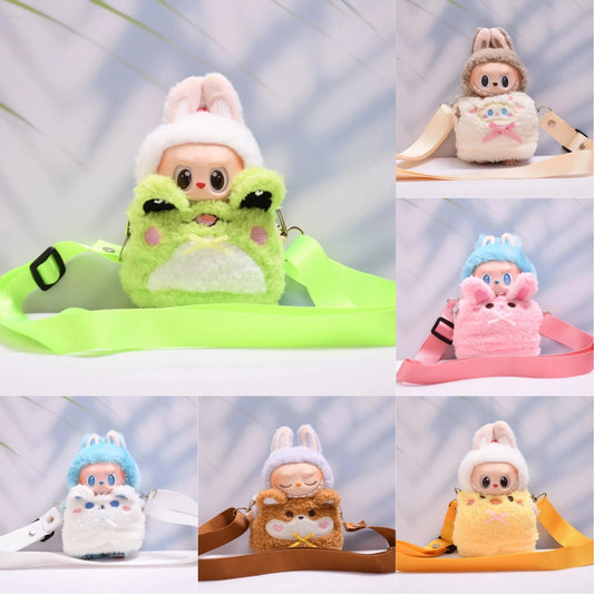 Kleding voor Labubu poppen – Dierenoutfit met schattige tas (15-17 cm)