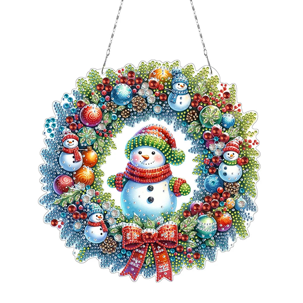 Diamond Painting Kerst krans hanger met speciale steentjes van acryl - HF012