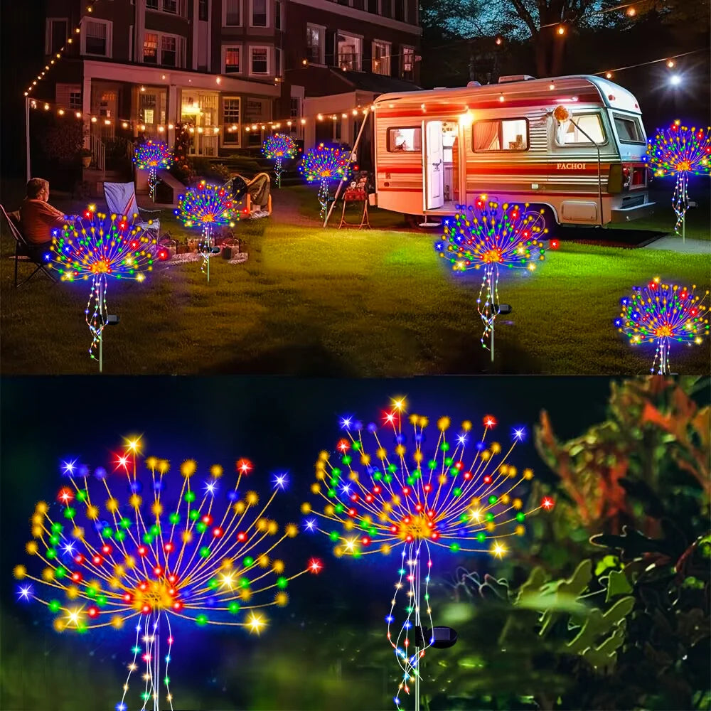 Solar Kerst verlichting vuurwerk lamp met 8 standen voor tuin en feest