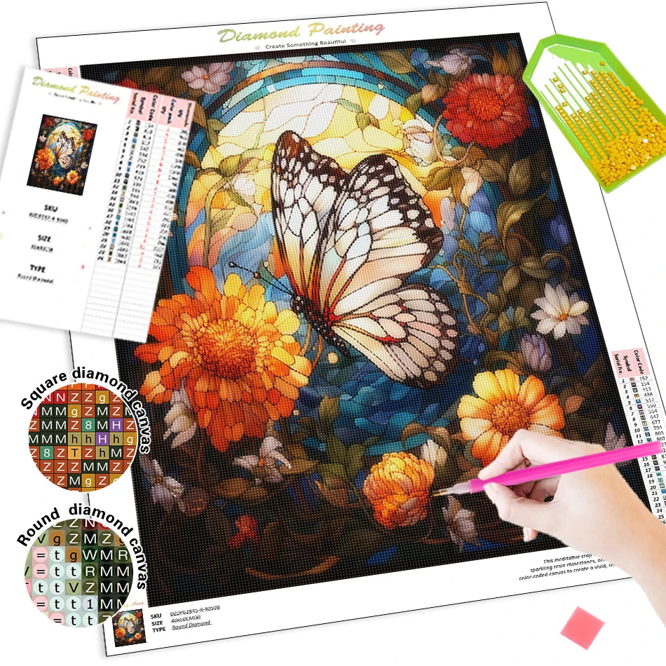 Diamond Painting Dieren - Vlinder - rond of vierkant | Kleurrijk Ontwerp - DZDP82541