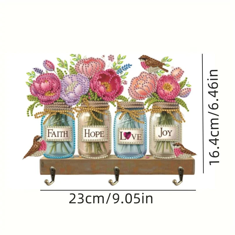 Diamond Painting Kapstok/Sleutelrek met 3 Haken Wandmontage Hout