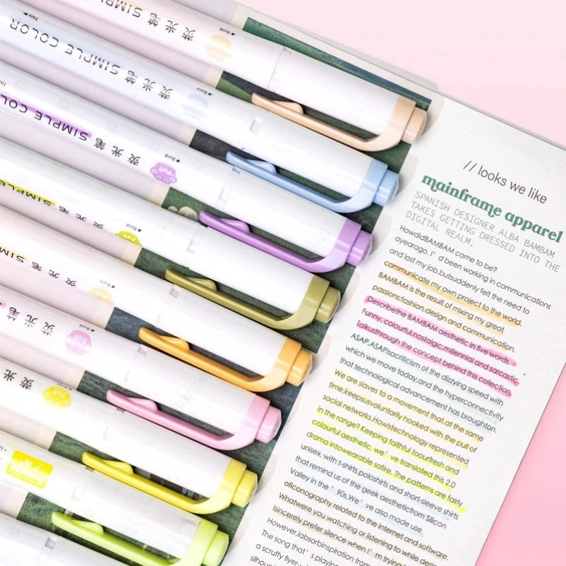 Stiften Pastel Markeerstiften Dubbele Punt – Set van 5