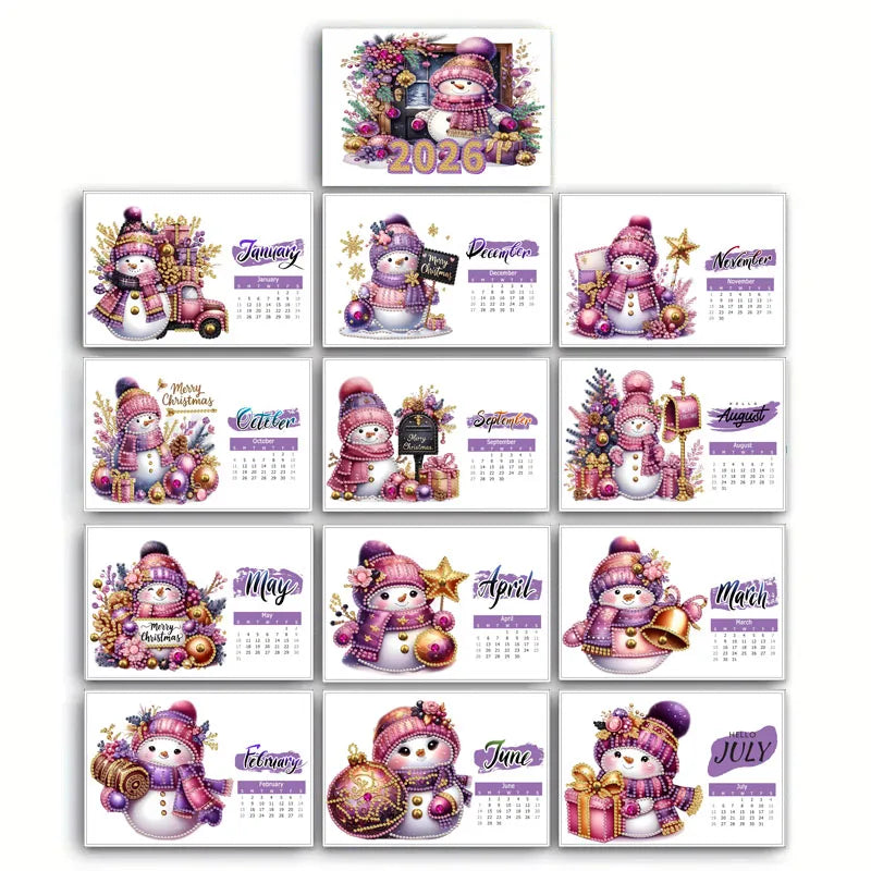 Diamond Painting Kalender met Kerst en Familie Thema – 13 Pagina’s Tafelkalender