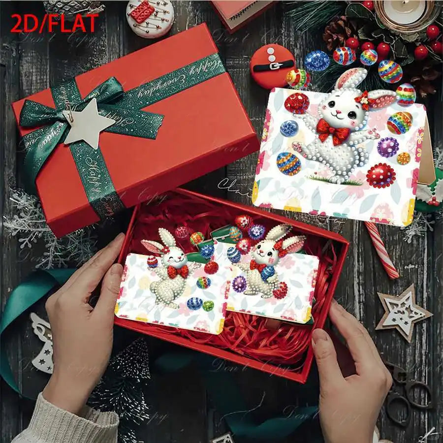 Diamond Painting Wenskaarten Pasen met Paashaas en Eieren