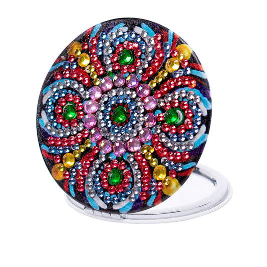 Diamond Painting Spiegel Opvouwbare Compacte Pocketspiegel Mandala PU Leer 7x7cm - 132
