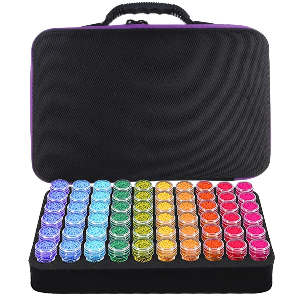Diamond Painting Sorteer koffer met 60 potjes voor steentjes en accessoires