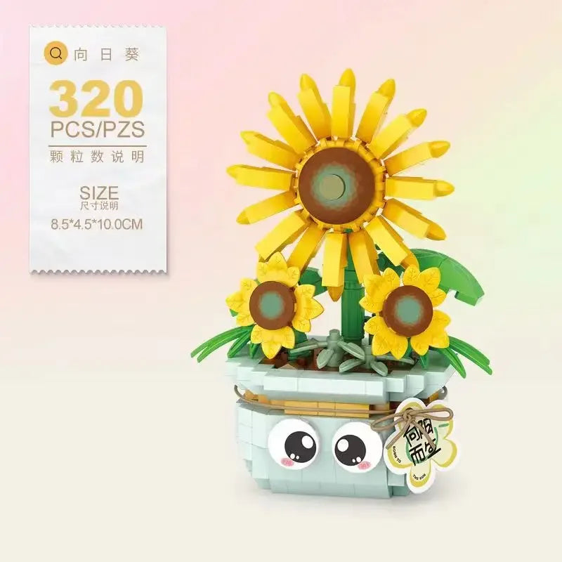 Bouwpakket Bloemenboeket met Rozen – Creatieve Bloemen Bouwstenen Set