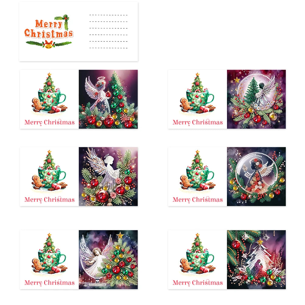 Diamond Painting Kerstkaarten set – 6 stuks creatieve kerstkaarten maken - LY866
