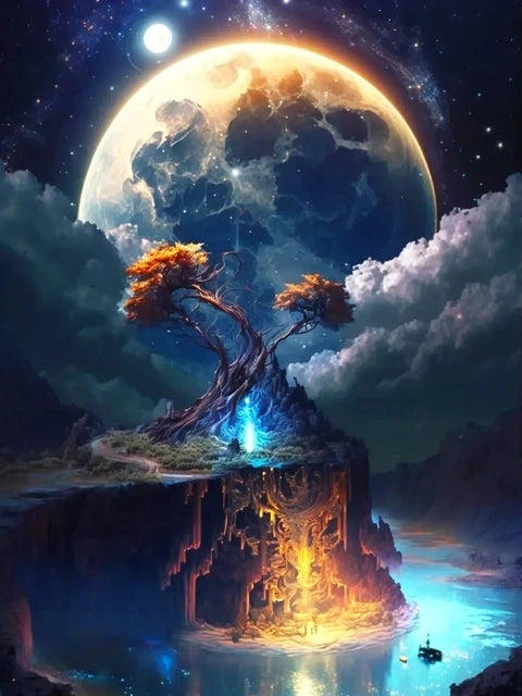 Schilderen op nummer Landschappen – Bomen in het donker (keuze uit 12 afbeeldingen)