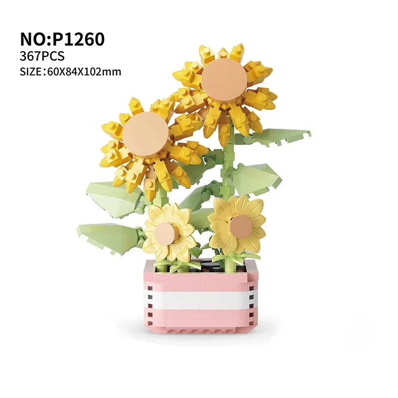 Bouwpakket Bloemenboeket met Rozen – Creatieve Bloemen Bouwstenen Set