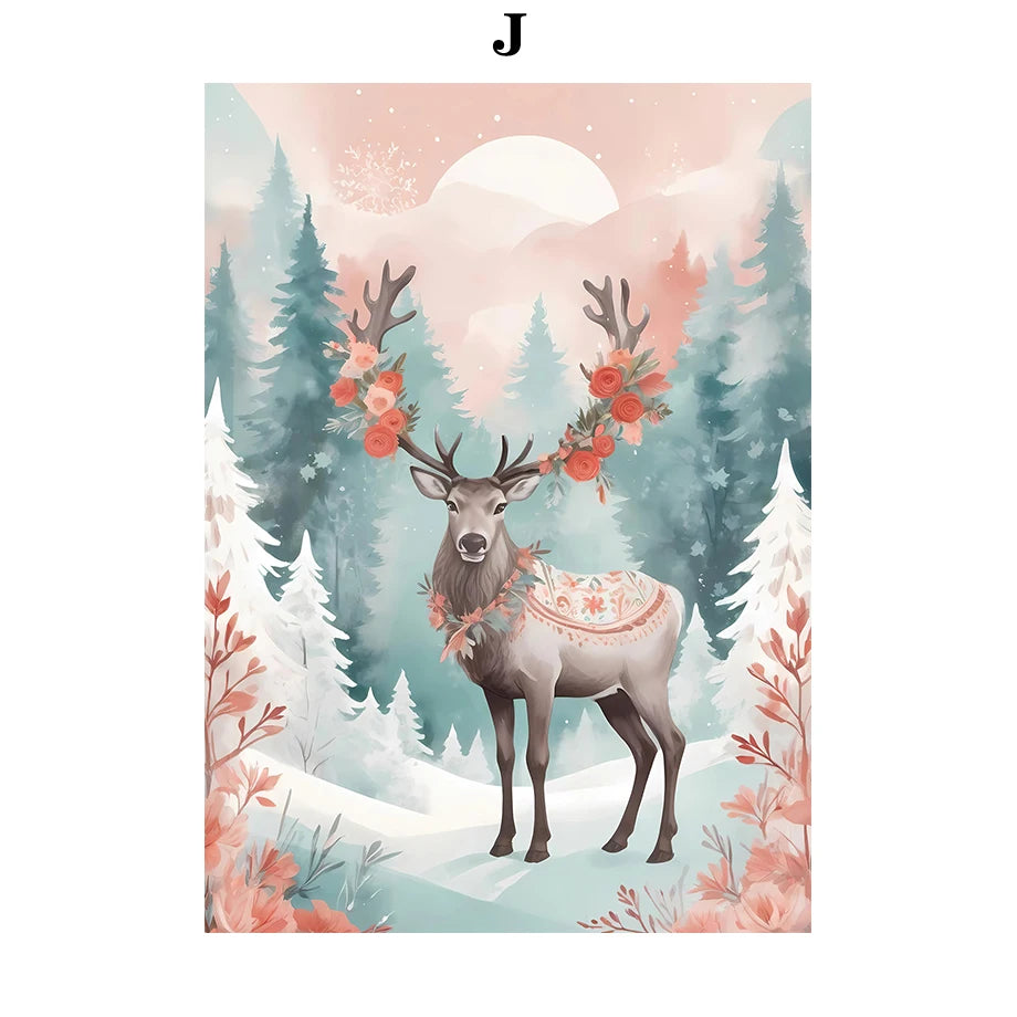 Kerst schilderij winter bos sneeuw decoratie canvas voor sfeervolle wandkunst