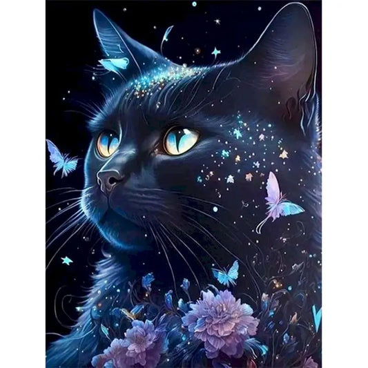 Diamond Painting Dieren Kleurrijk Volledig Rond 30x40cm - Kat