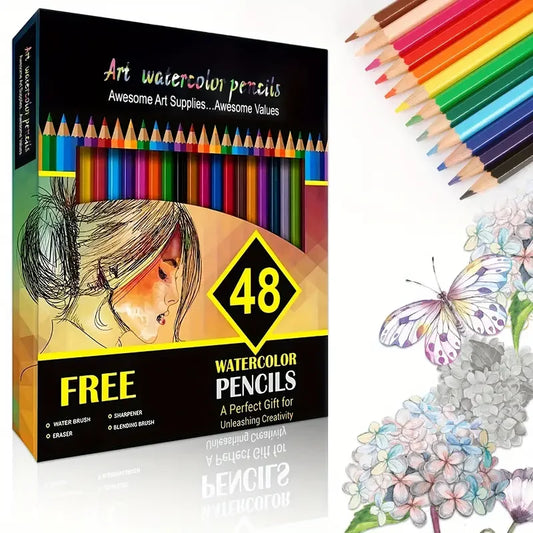 Potloden set Aquarel Kleurpotloden 48 Kleuren Professionele Tekenset