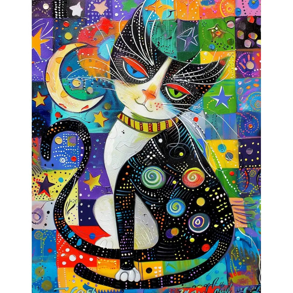 Schilderen op nummer Dieren - Kat Abstract op Canvas voor Volwassenen - 9959720