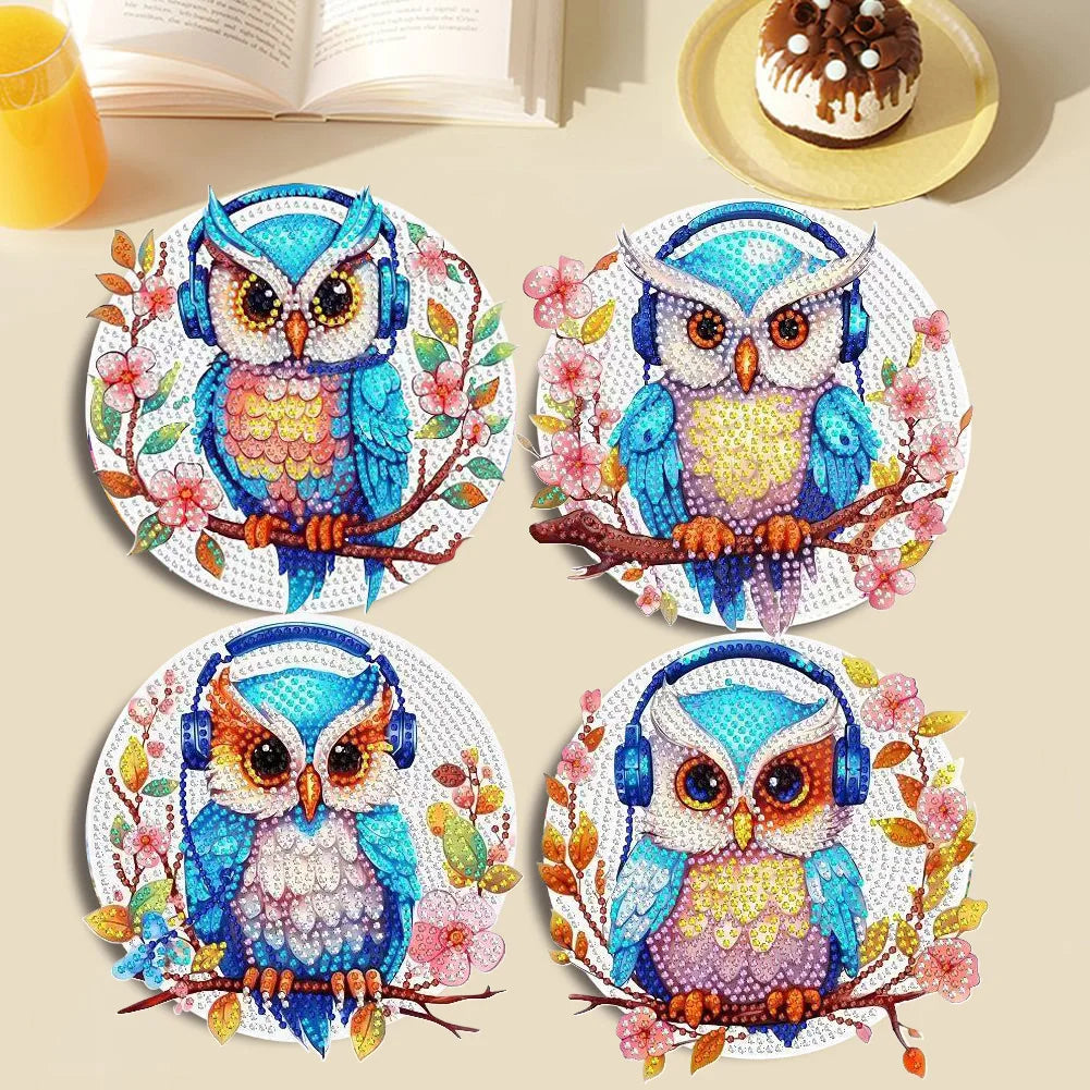 Diamond Painting Placemats Uil Vorm Set van 4