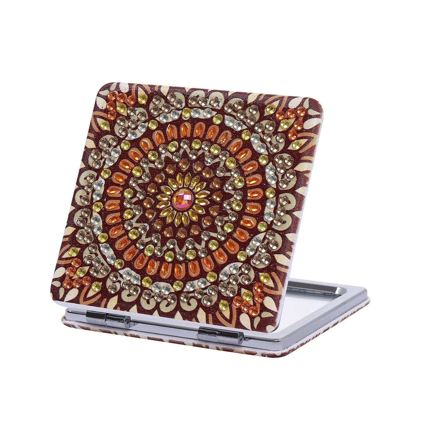 Diamond Painting Make-up spiegel Mandala – Dubbelzijdige Opvouwbare Pocketspiegel – Inclusief Steentjes en Gereedschap