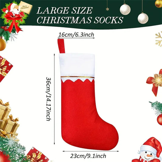 Kerst sok (decoratief) rood vilt met gouden rand – feestelijke haarddecoratie - 10-20 stuks