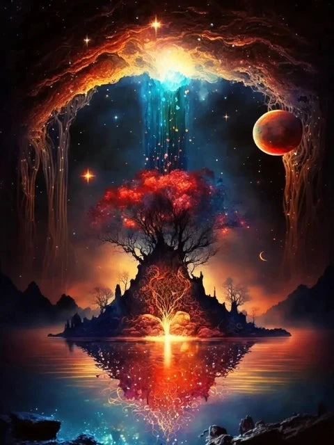 Schilderen op nummer Landschappen – Bomen in het donker (keuze uit 12 afbeeldingen)