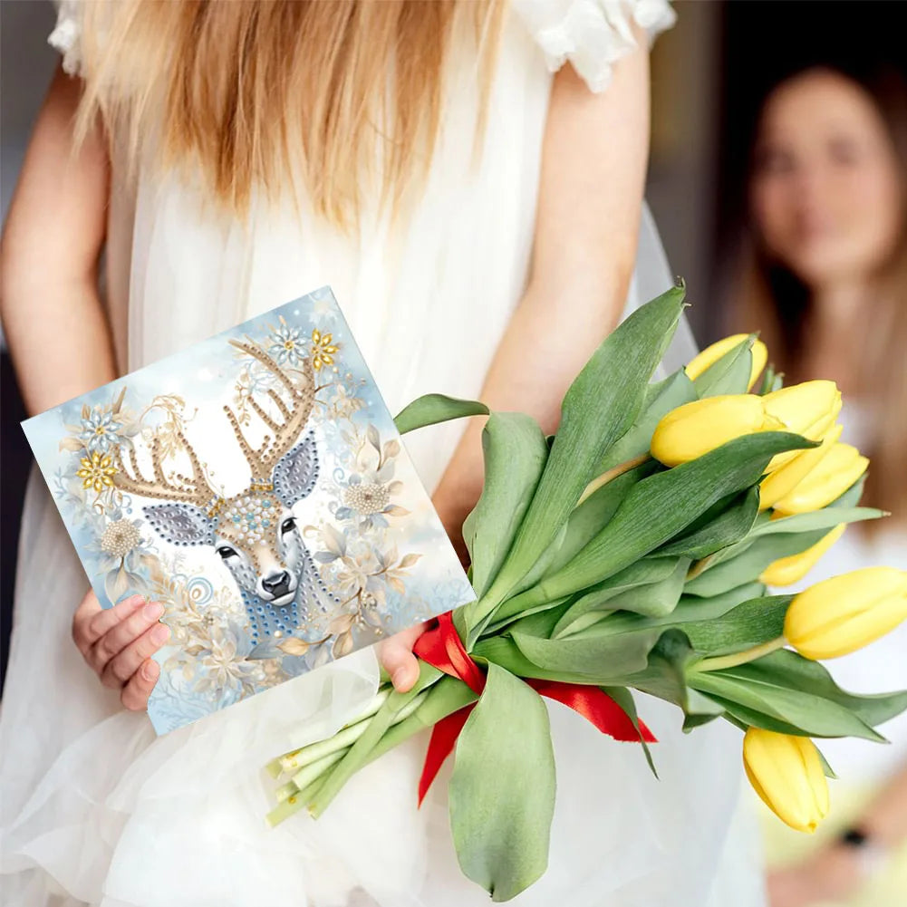 Diamond Painting Kerstkaarten Set met 6 Luxe Wenskaarten en Enveloppen - HK028