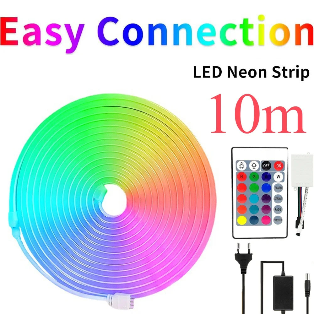 Led strip neon touwverlichting RGB 5/10 meter waterdicht met afstandsbediening