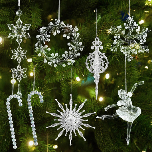 Kerst ornament voor Kerstboom transparante sneeuwvlok hanger van acryl
