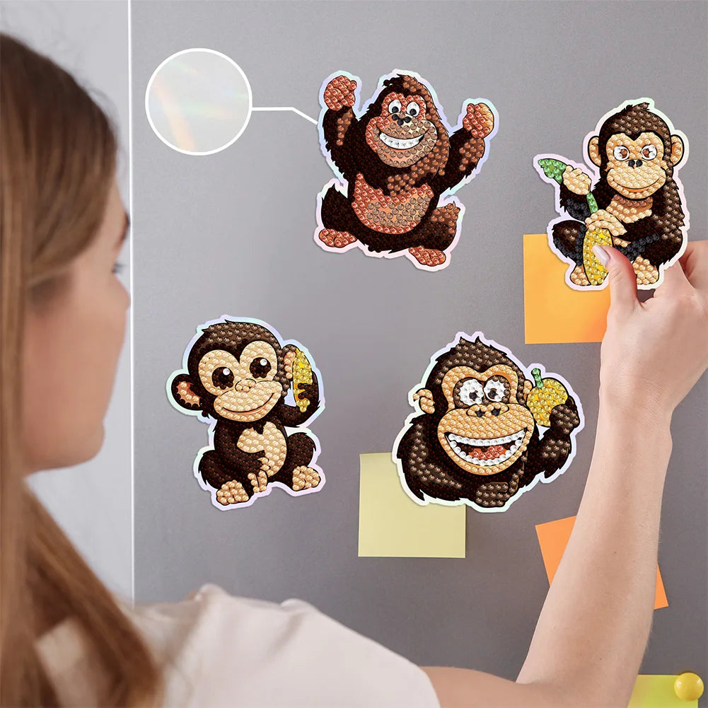 Diamond Painting Magneten - Set van 6 Dieren Magneten voor Koelkast en Decoratie