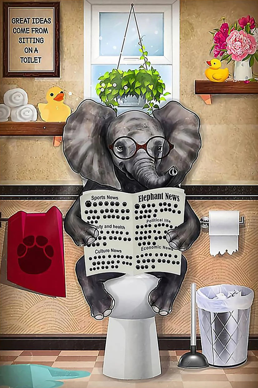 AB Diamond Painting met Fairy dust steentjes Dieren op Toilet