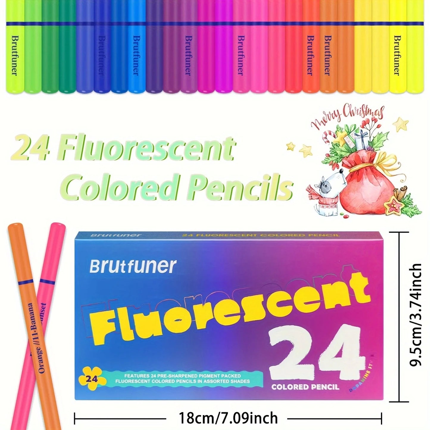 Potloden set Neon Gekleurde Kleurpotloden 24-delig met Zachte Kern