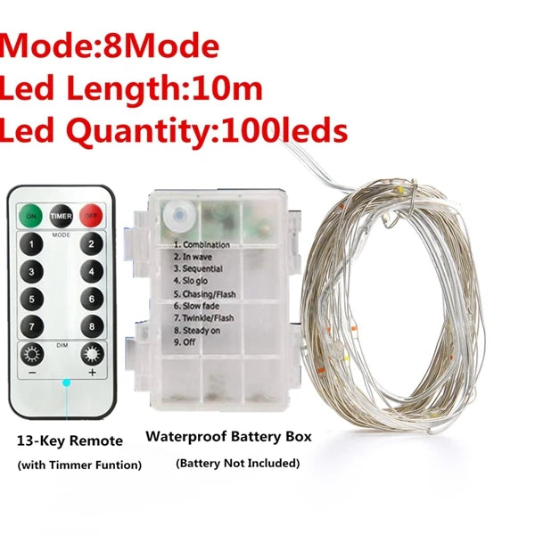 Kerst Lichtsnoer 1 Stuks LED Draadlamp op Batterijen – Waterdicht voor Buiten