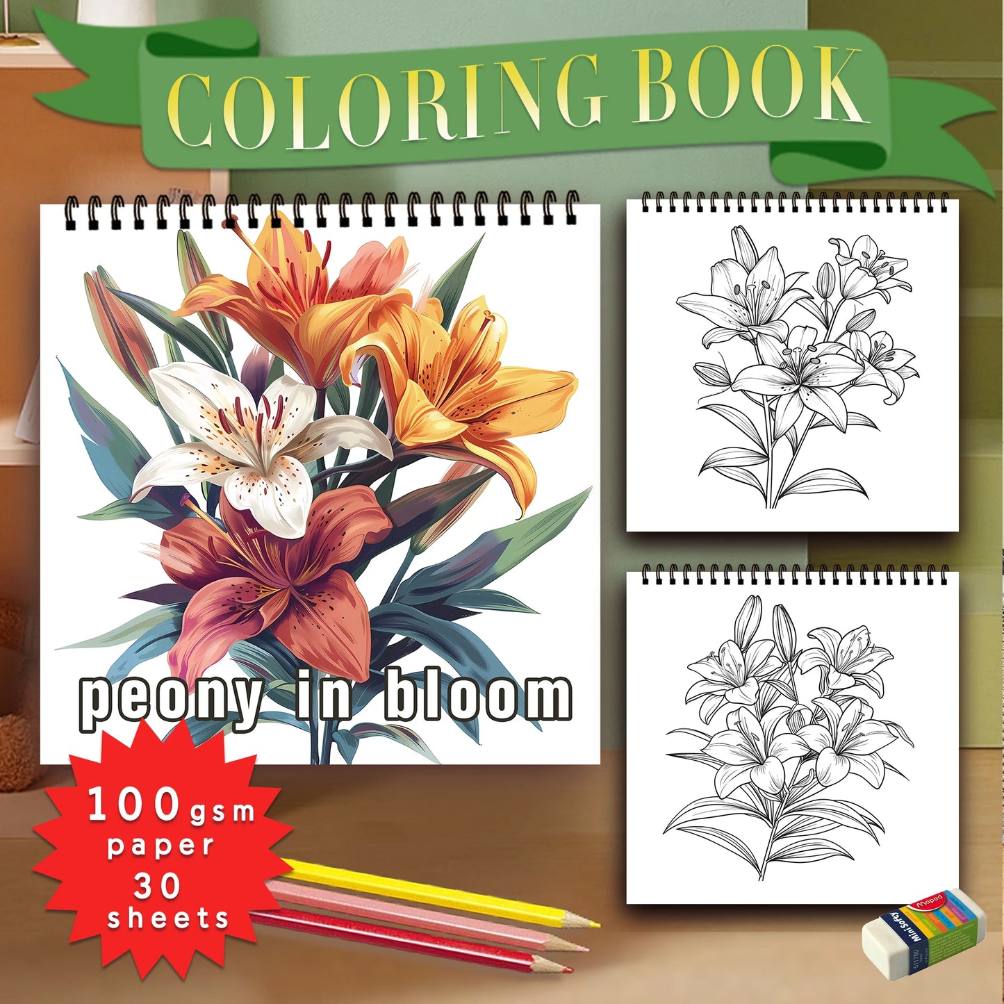 Kleurboek voor volwassenen en tieners – Spiraalontwerp met dik papier voor ontspanning en creativiteit