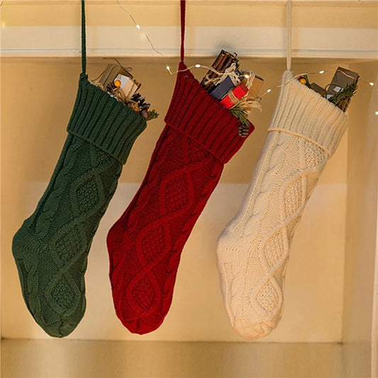 Kerst sok decoratief gebreid voor cadeaus en feestelijke sfeer 46cm