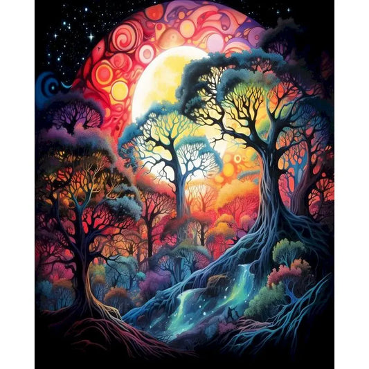 Diamond Painting Landschappen 30x40cm met ronde steentjes – Bos met Bomen
