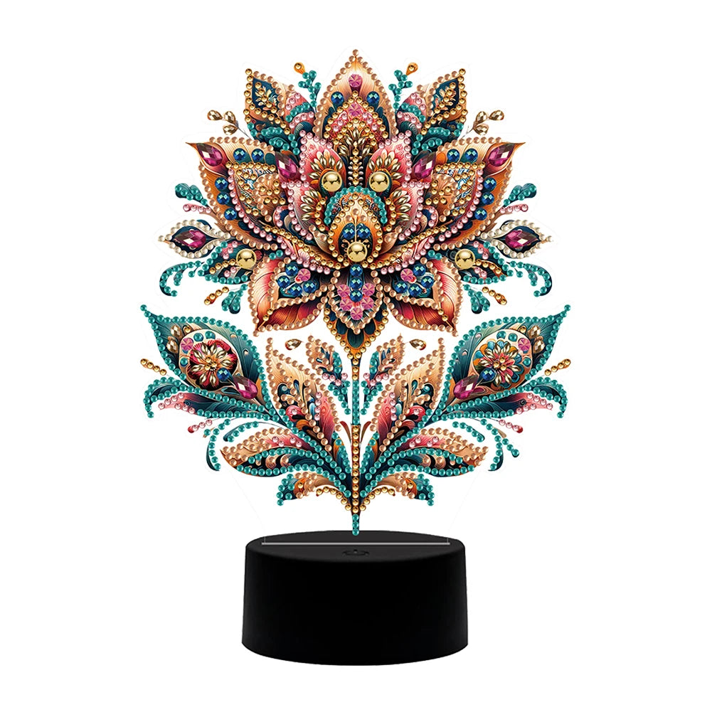 Diamond Painting Lamp Bloem & Dier LED Nachtlamp van Acryl