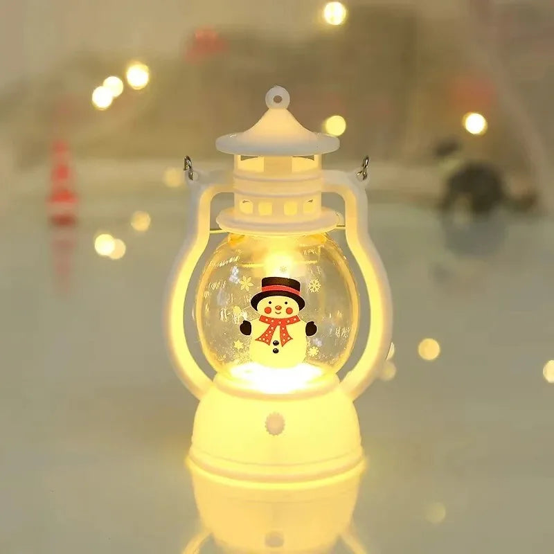 Kerst lamp lantaarn met LED en kerstman decoratie voor huis en feestdagen