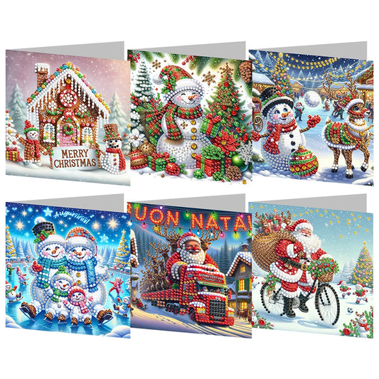 Diamond Painting Kaarten set 6 Kerstkaarten Compleet Knutselpakket - LY866