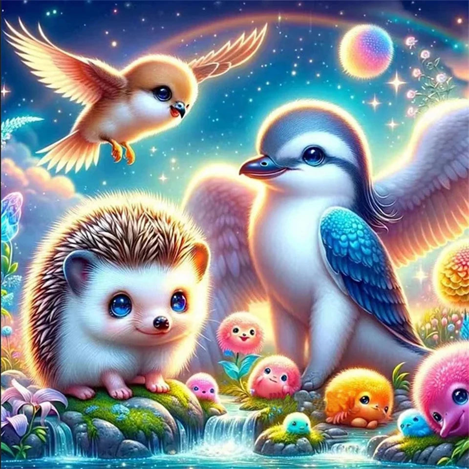 AB Diamond Painting met AB en Fairy dust steentjes – Fantasie Dierenbos