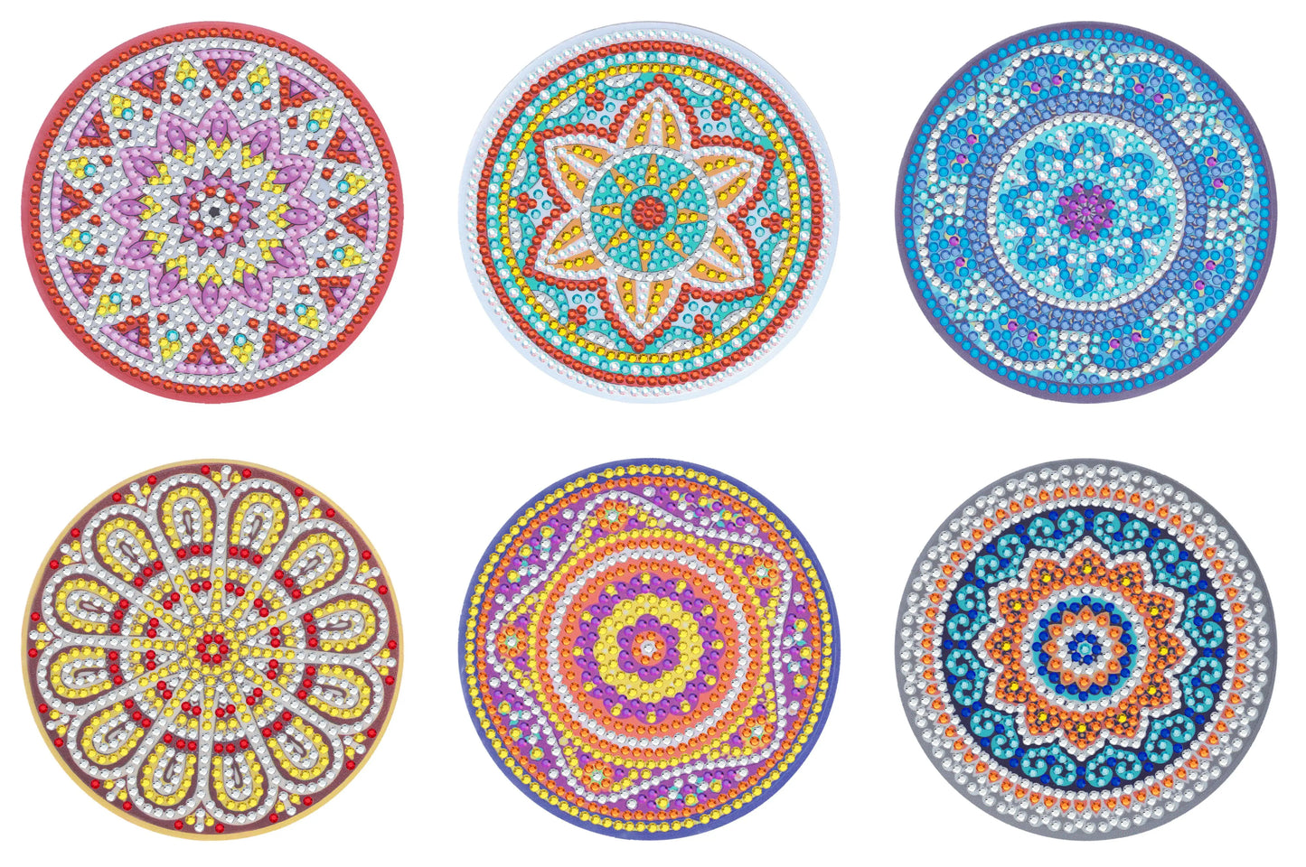 Diamond Painting Onderzetters – Set van 6 met Houder – Mandala Design