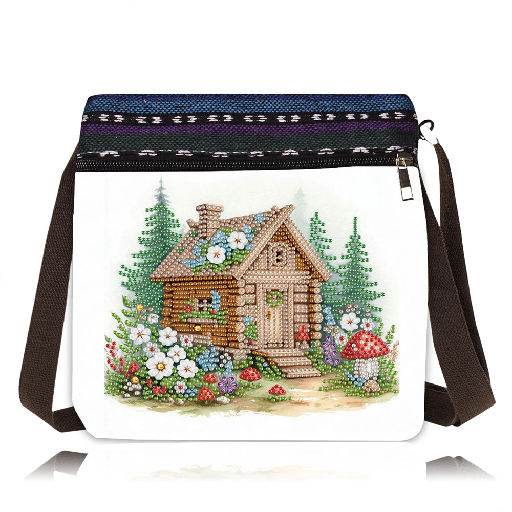 Diamond Painting Tas Wolf – Canvas Schoudertas met Rits en Hengsel