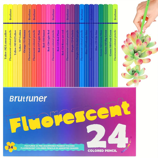 Potloden set Neon Gekleurde Kleurpotloden 24-delig met Zachte Kern