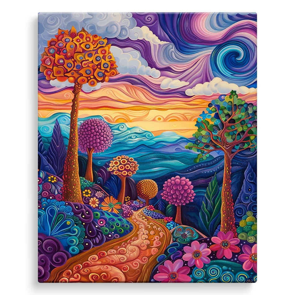 Schilderen op nummer Landschappen - Kleurrijke abstracte landschappen